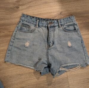 Classic Blue Distressed Jean Shorts